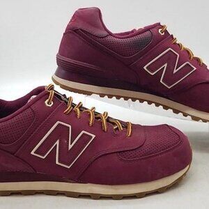 · RARE! New Balance Men's 574 'Outdoor Pack' Burgundy Synthetic Sneakers Sz 14